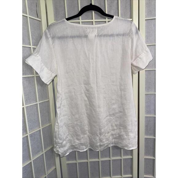 Andrea Jovine Quiet Luxury Minimalist Basic Organic 100% Linen White Blouse Top - Picture 2 of 15